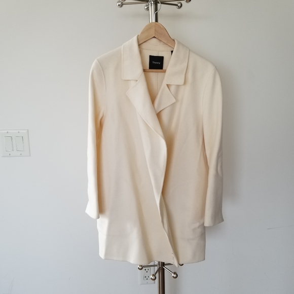 NWT Theory Clairene New Divide Ivory Wool Cashmere Jacket Coat, Large - Picture 5 of 8